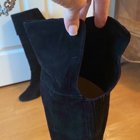 Ann Taylor Loft Black Over the Knee SUEDE Boots, Size 8.5 - Picture 2 of 16